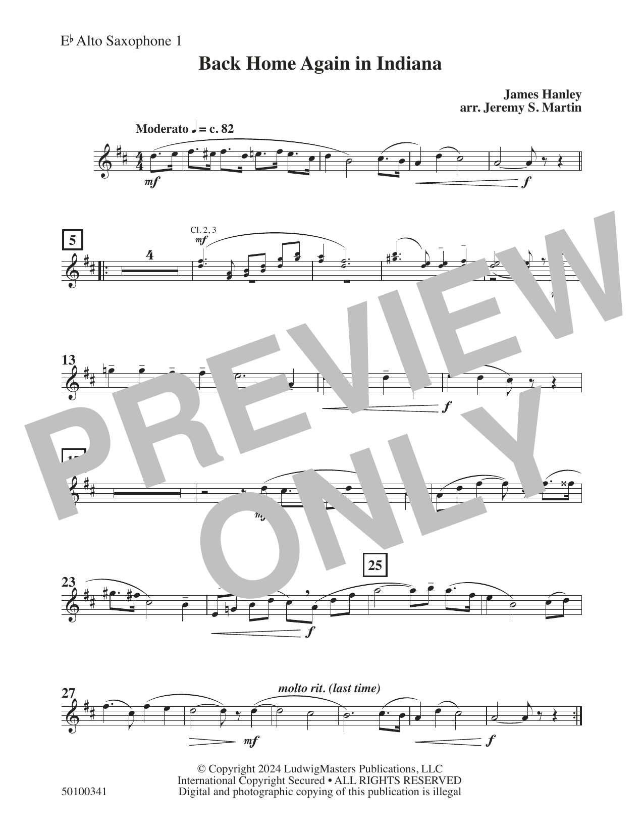 Back Home Again in Indiana (arr. Jeremy S. Martin) – Alto Sax 1 Back Home Again in Indiana (arr. Jeremy S. Martin) – Alto Sax 1