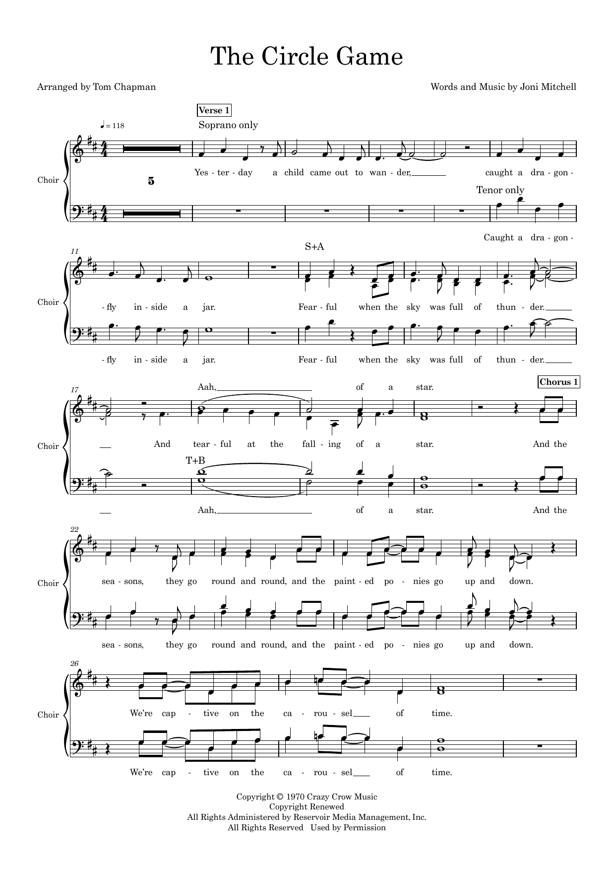 The Circle Game (arr. Tom Chapman) – Choral Score The Circle Game (arr. Tom Chapman) – Choral Score