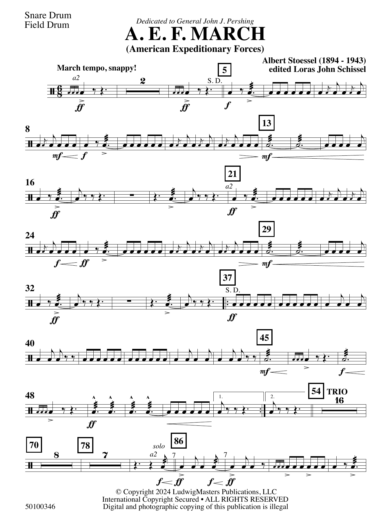 AEF March (arr. Loras John Schissel) – Snare Drum AEF March (arr. Loras John Schissel) – Snare Drum