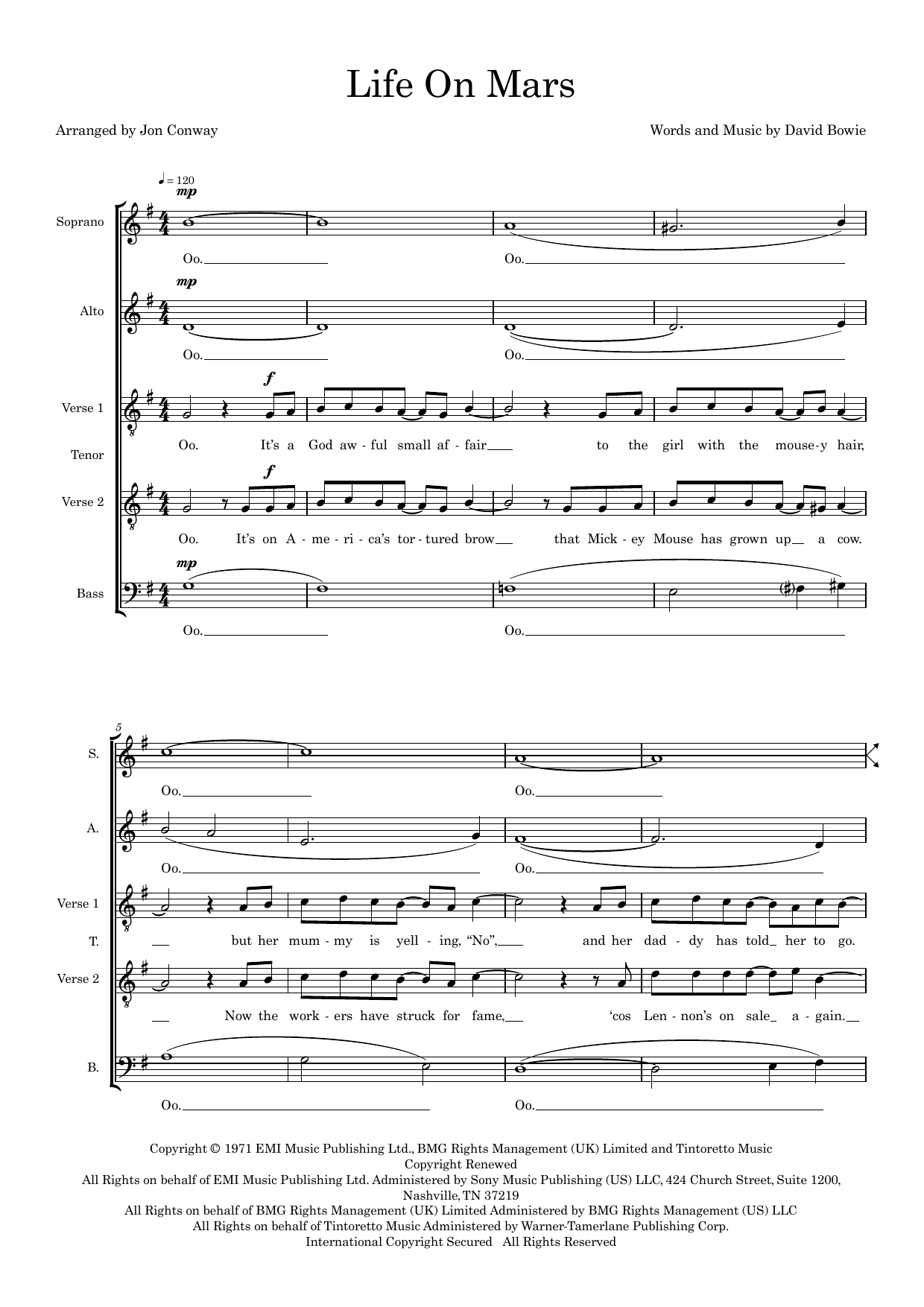 Life On Mars (arr. Jon Conway) Life On Mars (arr. Jon Conway)