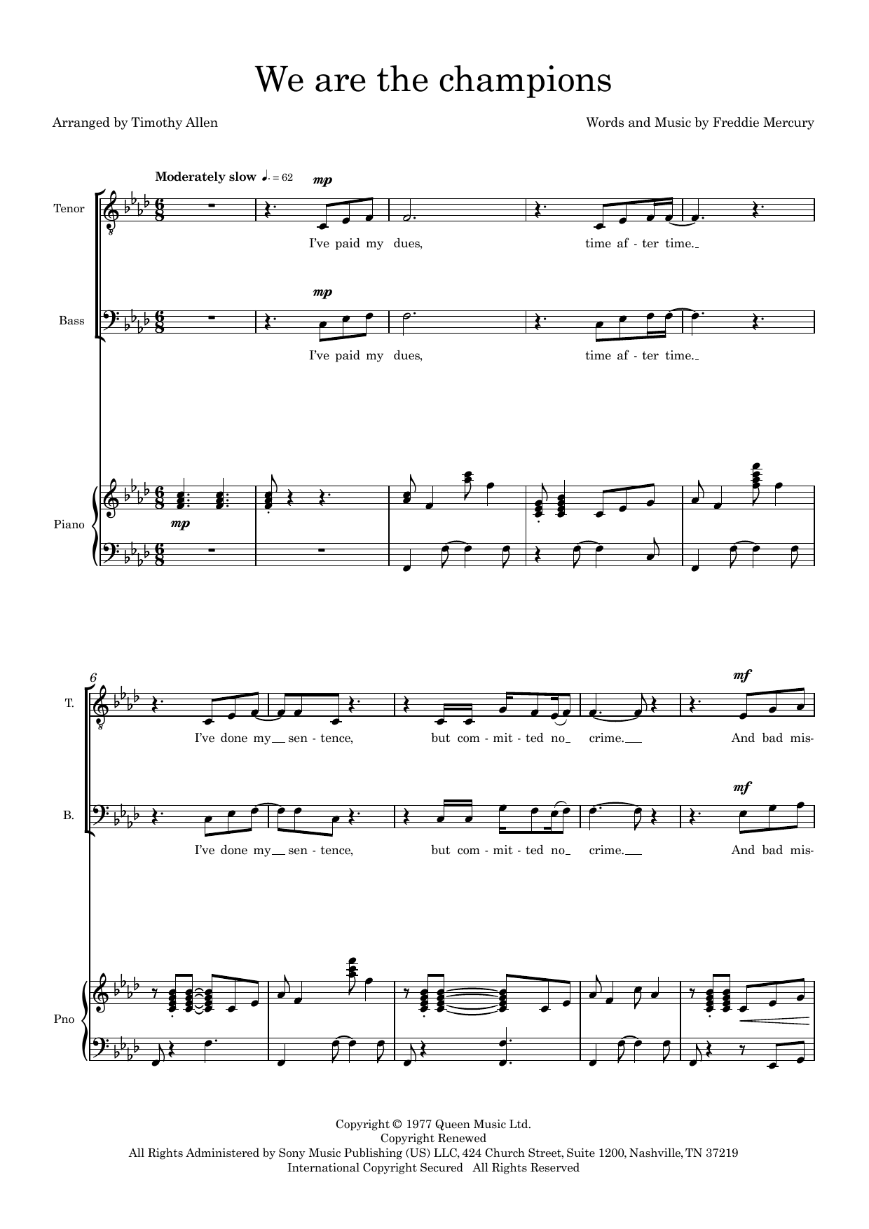 We Are The Champions (arr. Tim Allen) – Full Score We Are The Champions (arr. Tim Allen) – Full Score