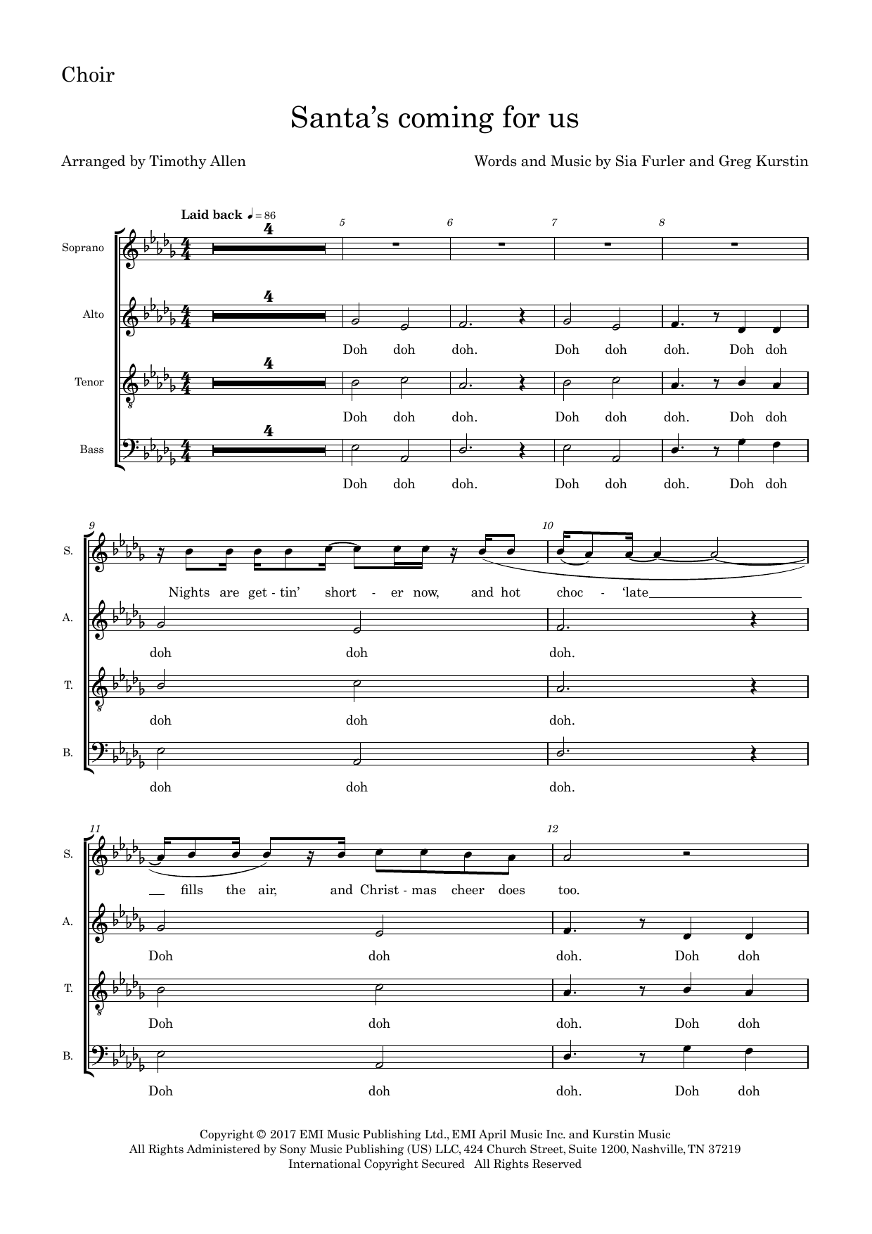 Santa’s Coming For Us (arr. Tim Allen) – Choral Score Santa’s Coming For Us (arr. Tim Allen) – Choral Score
