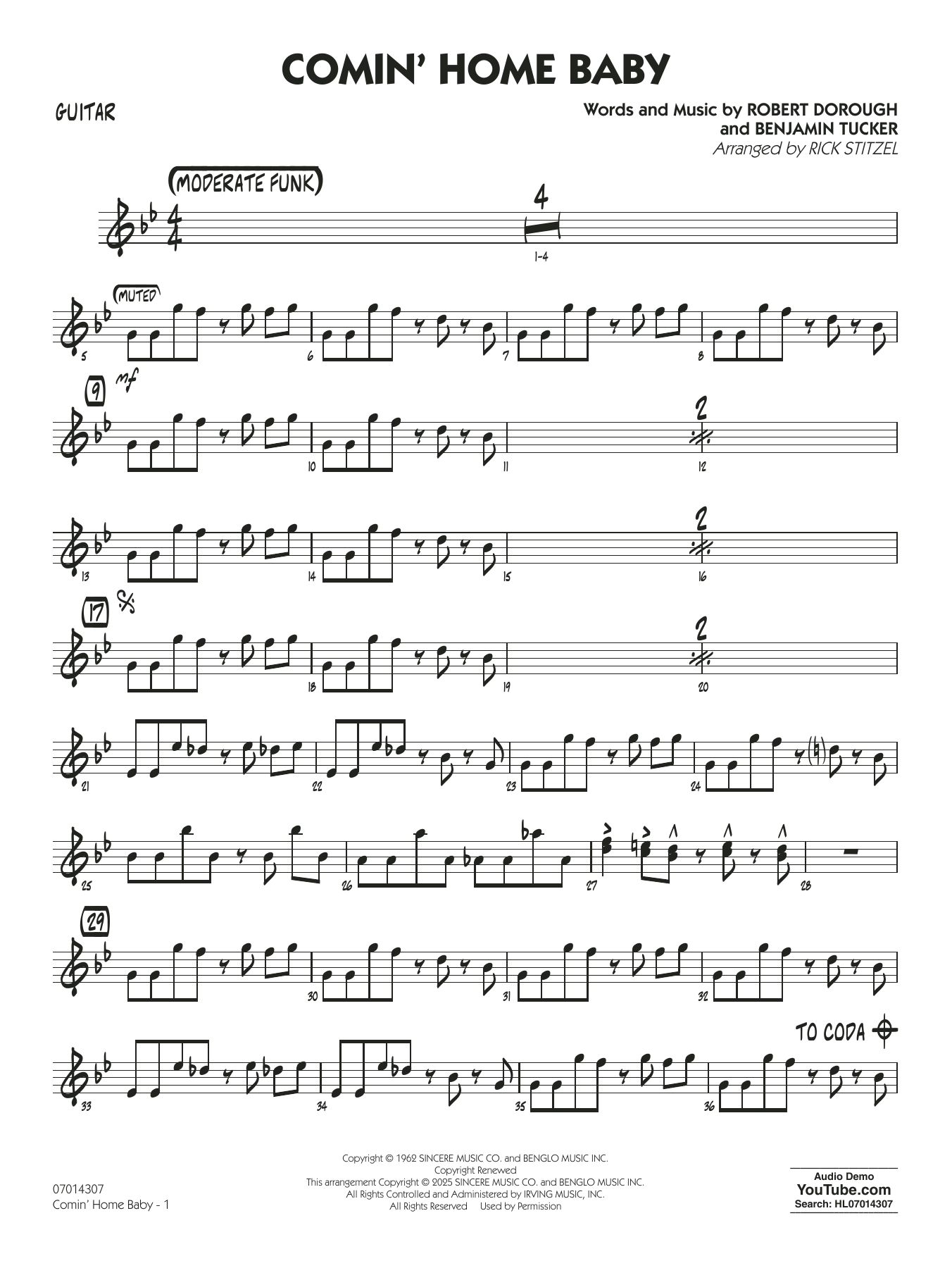 Comin’ Home Baby (arr. Rick Stitzel) – Guitar Comin’ Home Baby (arr. Rick Stitzel) – Guitar