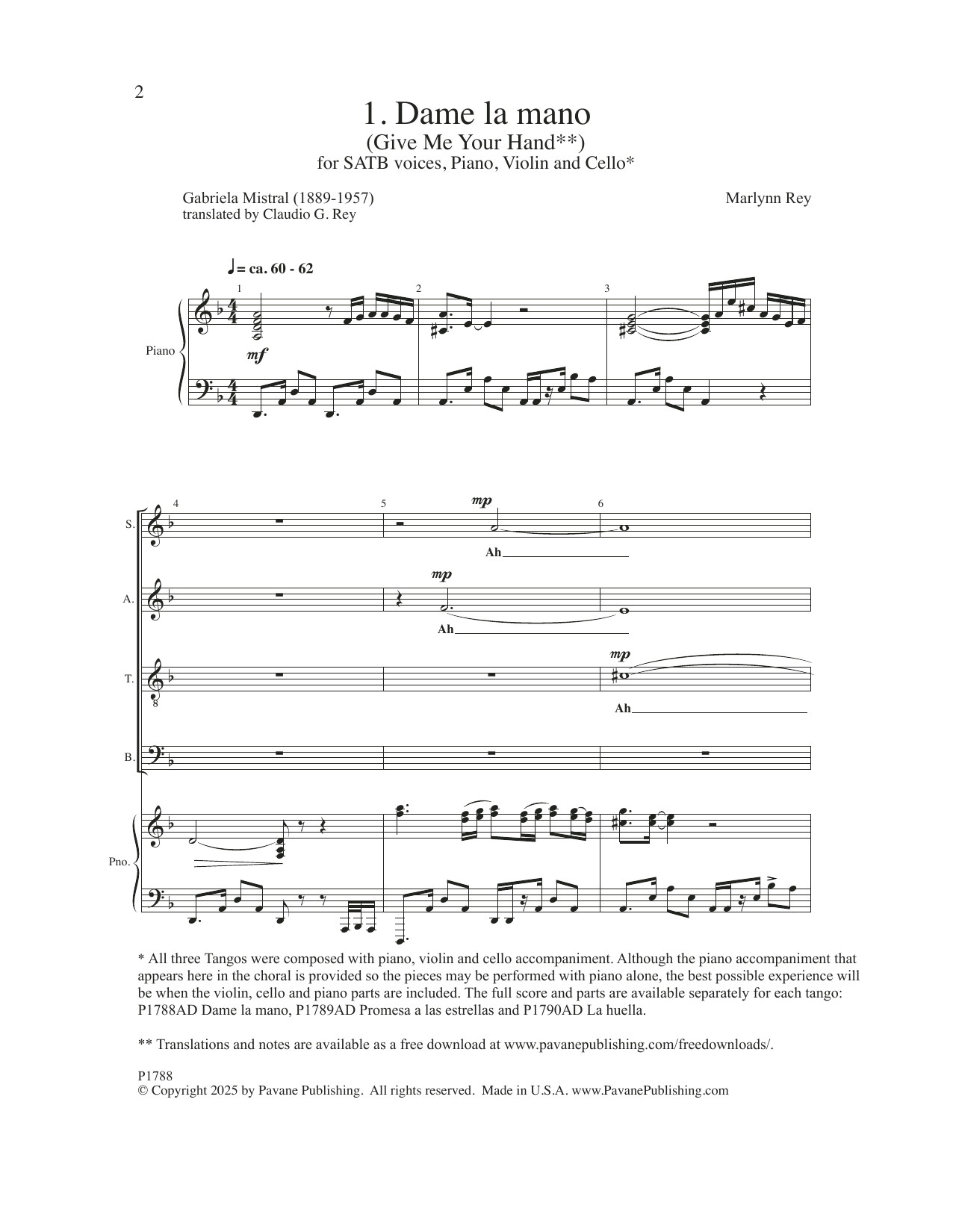 Three Tangos – 1. Dame La Mano Three Tangos – 1. Dame La Mano