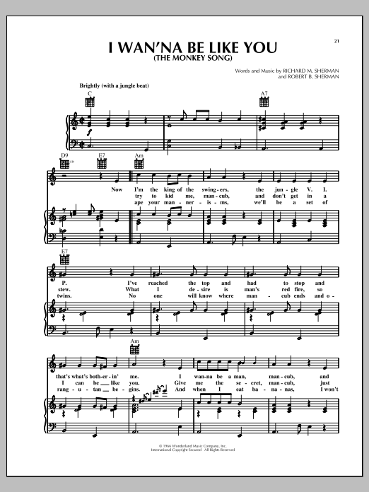 I Wan’na Be Like You (The Monkey Song) (from The Jungle Book) I Wan’na Be Like You (The Monkey Song) (from The Jungle Book)