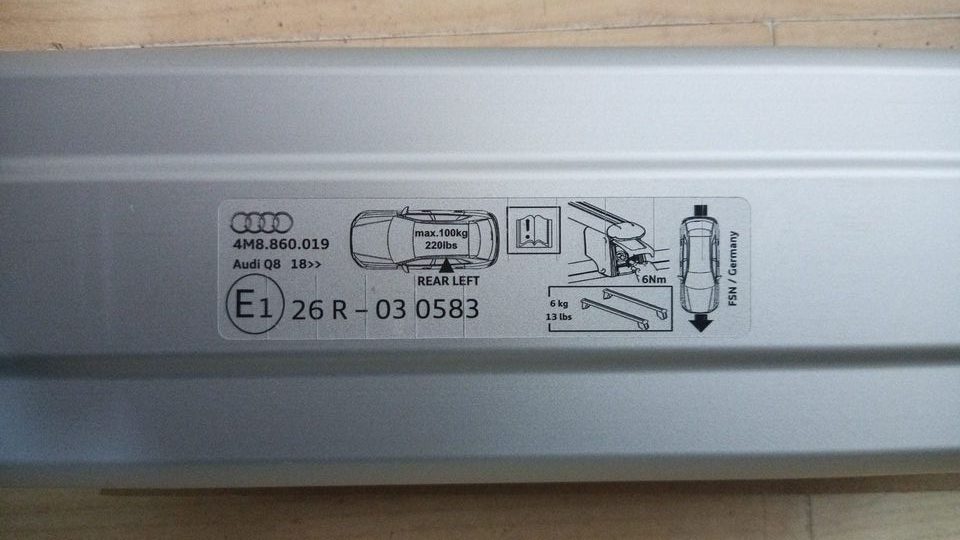 Set suport portbagaj originale Audi Q3-Q8 2019+, fixare pe barele longitudinale