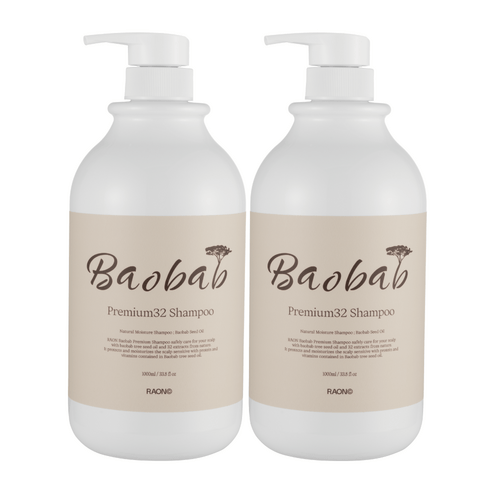 라온 바오밥 프리미엄32 샴푸, 화이트머스크향 2개, 1000ml