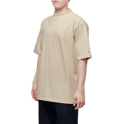 스노우피크 적립금30%지급리사이클드 코튼 헤비 모크넥 티셔츠 에크루 TS22SU402EC