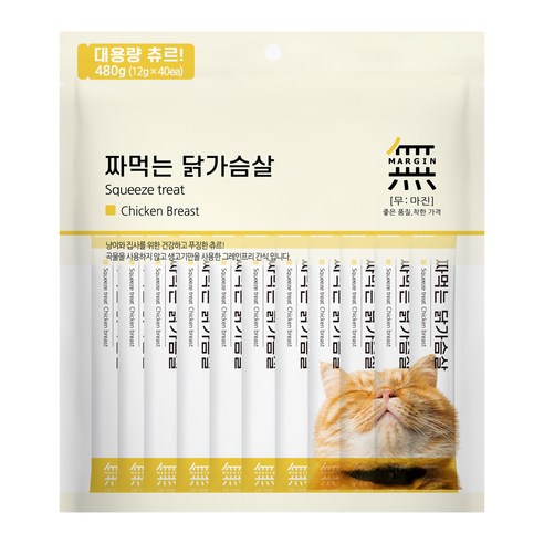 무마진 짜먹는 고양이 간식 40p, 닭가슴살, 480g, 1개
