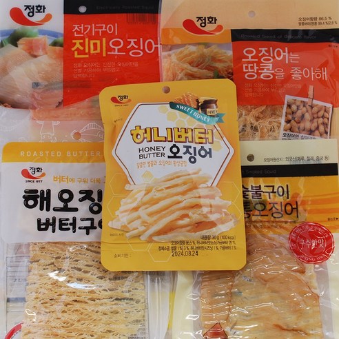 포항마트 정화식품 5종세트 (오징어는 땅콩을 좋아해 해오징어 허니버터 숯불구이통 전기구이진미), 0번정화식품5종세트, 1개
