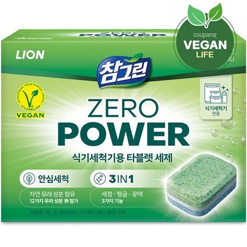 참그린 제로파워 식기세척기용 타블렛 세제 30p, 420g, 3개