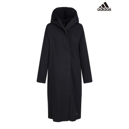 아디다스 adidas 여성 블랙 후드넥 디자인 롱자켓