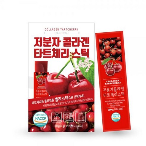 몽모랑시 타트체리 콜라겐 젤리 스틱 저분자 피쉬콜라겐 펩타이드 300달톤 터키산 HACCP인증, 2개, 300g