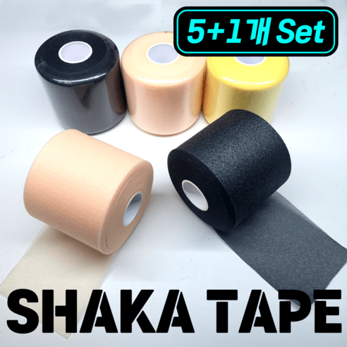 [5+1] 샤카 스포츠 언더랩 스펀지 테이프 7cm x 29m, 6개, 블랙(7cm x 29m)