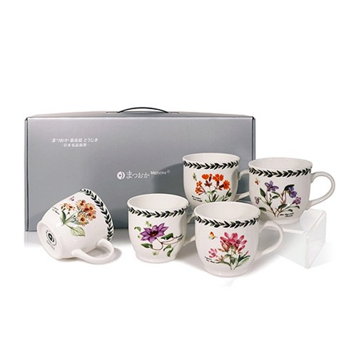 마쯔오카 야생화 머그 5종 선물세트 280ml, 혼합 색상, 1세트