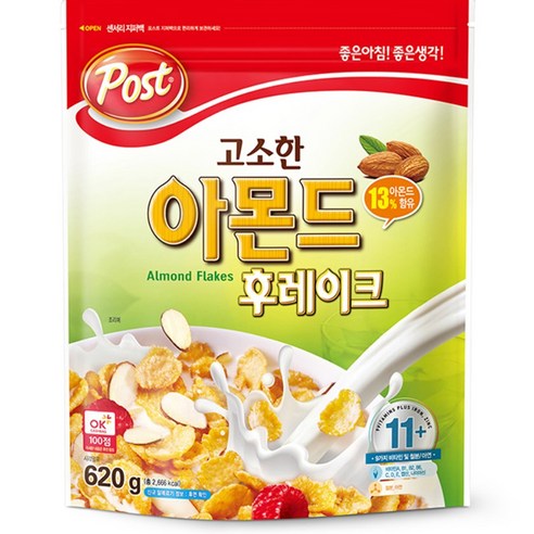 포스트 고소한 아몬드 후레이크 시리얼, 1kg, 2개