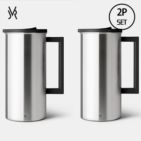 JVR (2P 1SET) 스텐 물병 1.6L 가정용물병, 블랙+블랙