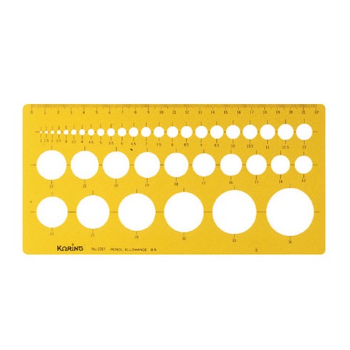 KORING 템플렛(K-101F/원형정규) 템플레이트 템플렛 템플레이트 도형자 제도용자 원형정규, 1세트