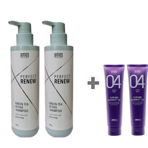 아모스 그린티 액티브 샴푸 중건성 두피용 500g x 2개(1000g) + 휴대용 컬링 에센스 40ml x 2개(증정) 1set