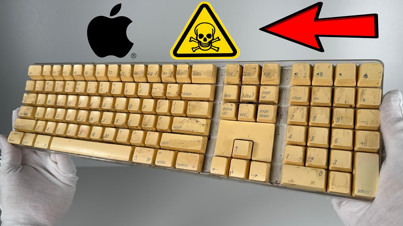 Extremely Dirty and Yellowed Apple Keyboard Restoration Extremely Dirty and Yellowed Apple Keyboard Restoration