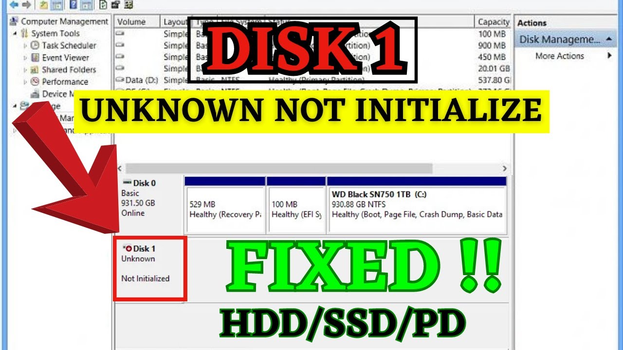 Disk 1 unknown not initialized FIX Disk 1 unknown not initialized FIX