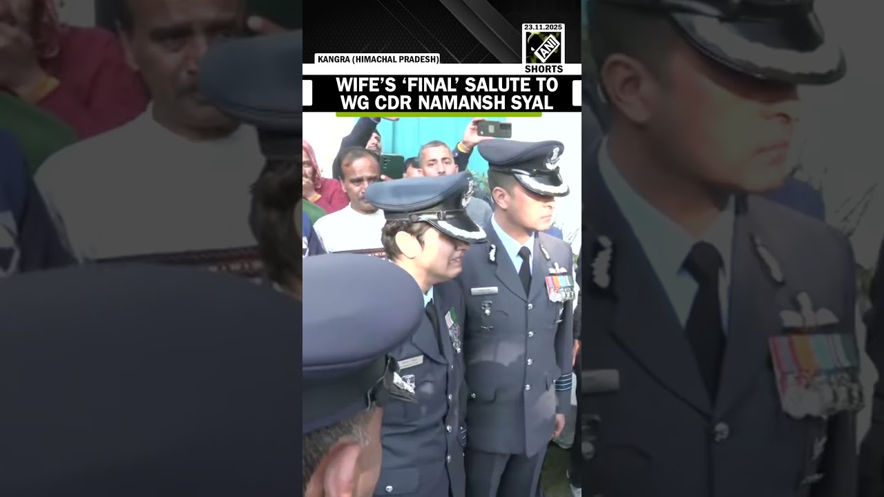 Wife Afshan’s ‘final’ salute to wing commander Nimansh Syal in Kangra | Dubai Tejas Crash Wife Afshan’s ‘final’ salute to wing commander Nimansh Syal in Kangra | Dubai Tejas Crash