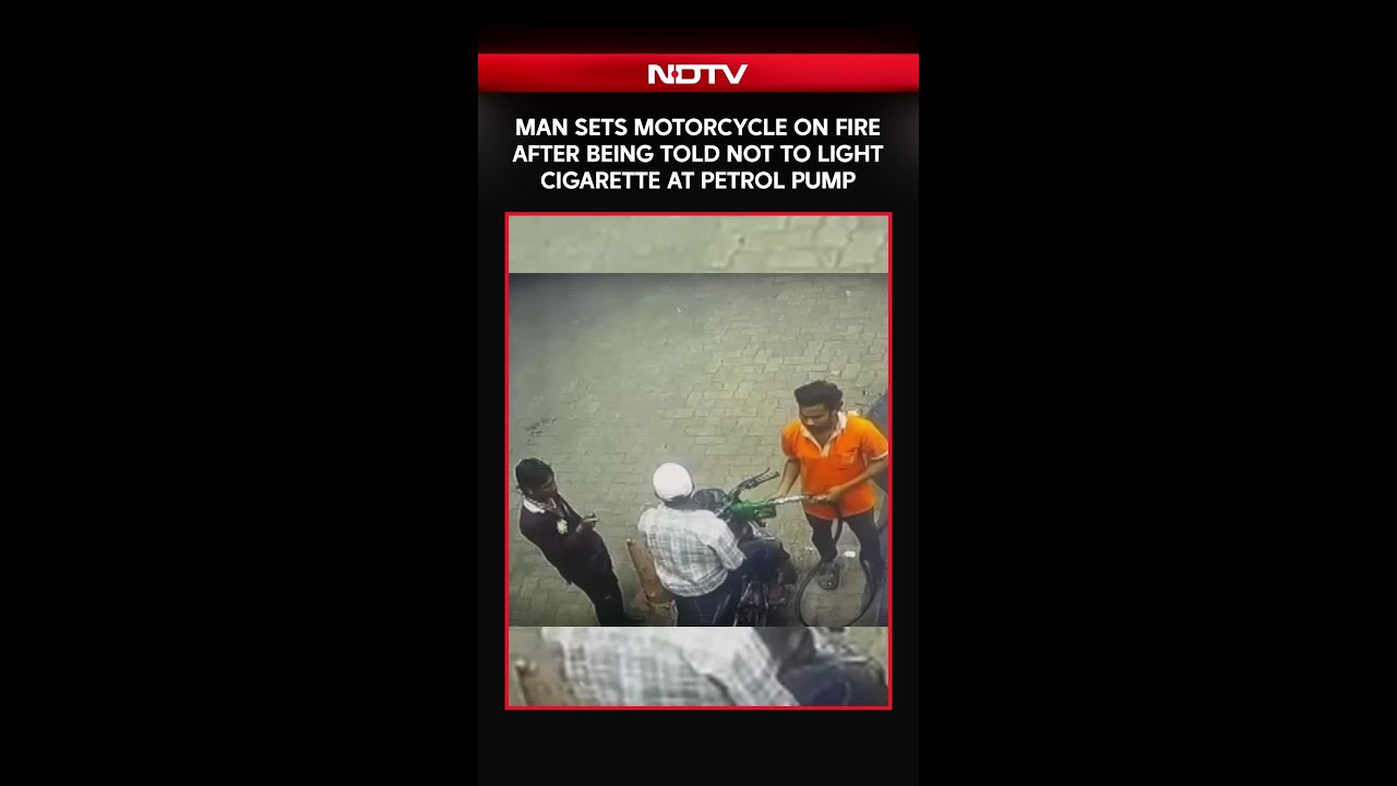Man Sets Motorcycle On Fire After Being Told Not To Light Cigarette At Petrol Pump Man Sets Motorcycle On Fire After Being Told Not To Light Cigarette At Petrol Pump