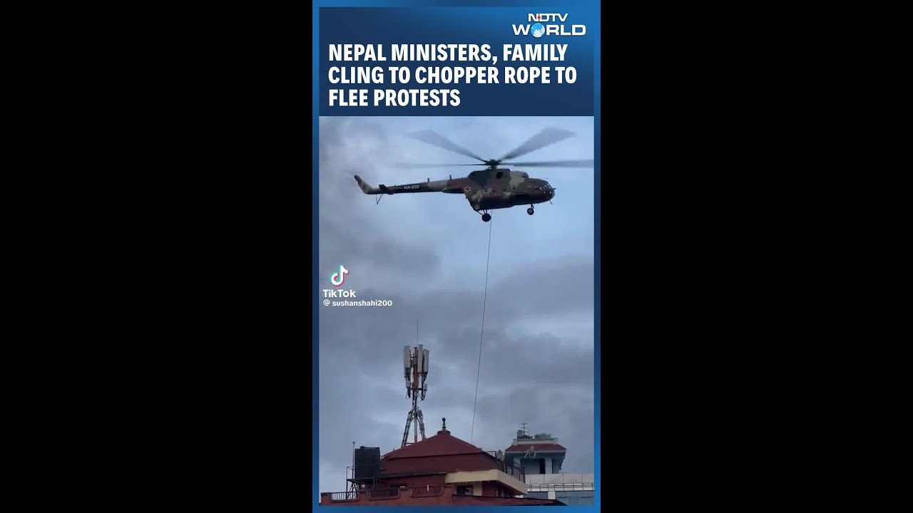 Nepal Ministers, Family Cling To Chopper Rope To Flee Protests Nepal Ministers, Family Cling To Chopper Rope To Flee Protests