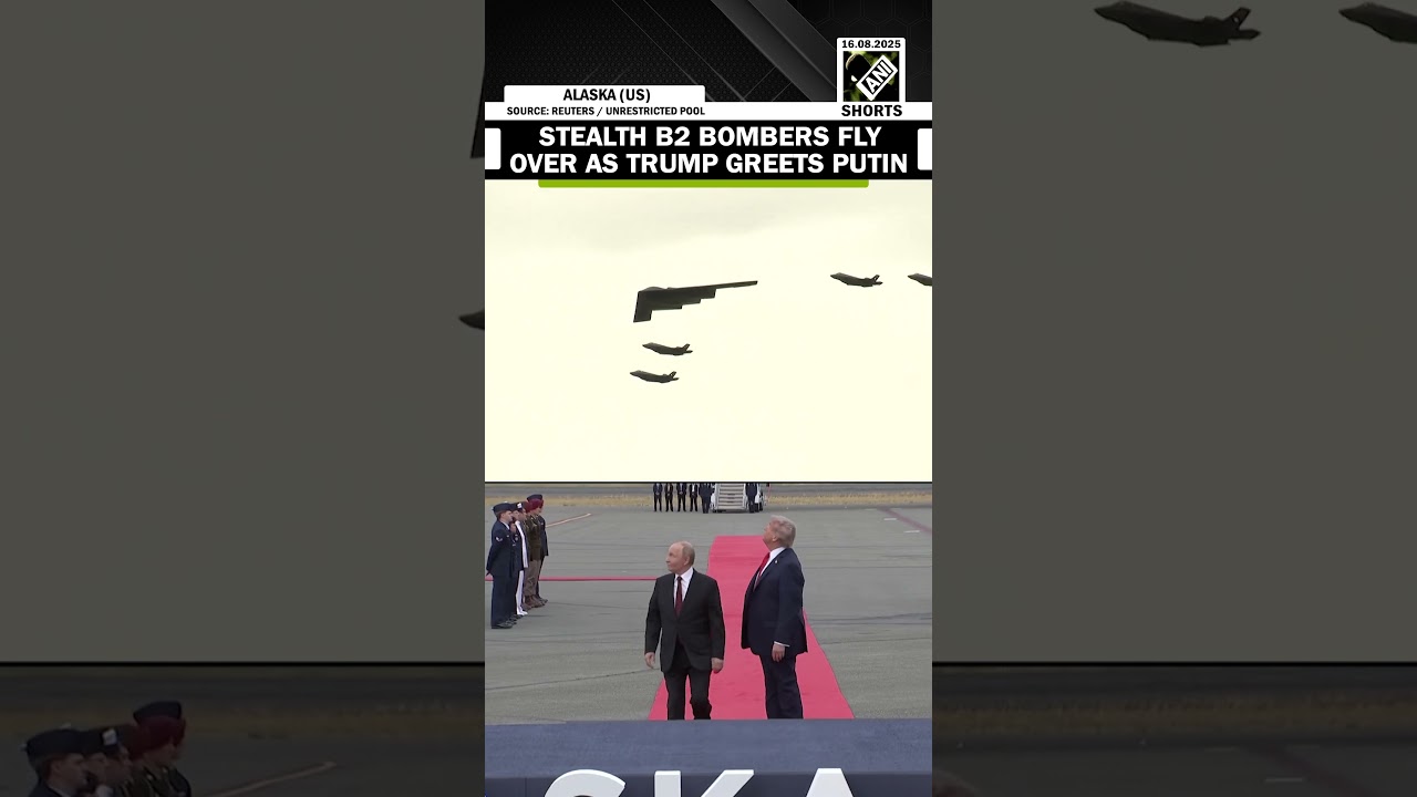 Stealth B2 Bomber fly over as Trump greets Putin ahead of Ukraine peace deal in Alaska Stealth B2 Bomber fly over as Trump greets Putin ahead of Ukraine peace deal in Alaska