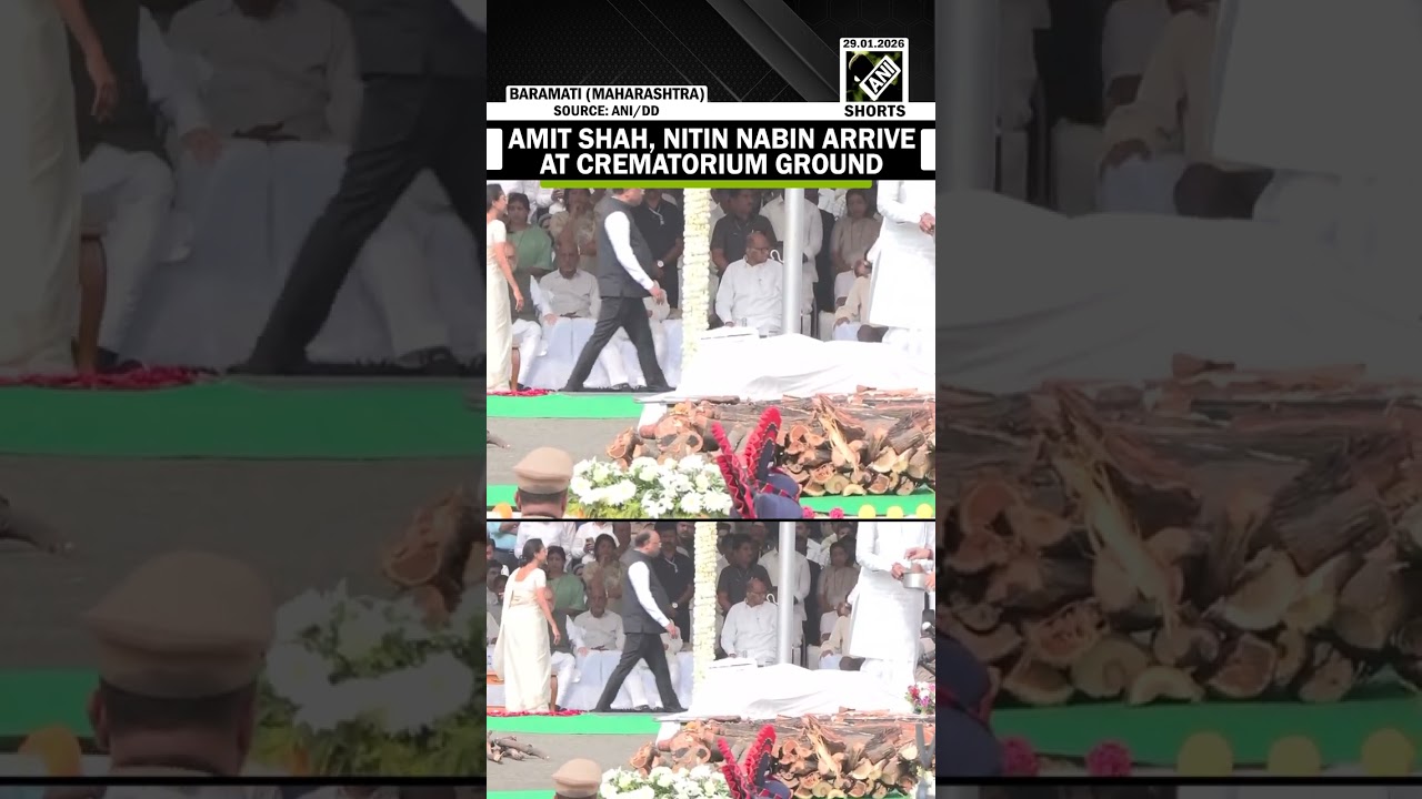 HM Amit Shah, Nitin Nabin arrive at crematorium ground for last rites of Dy CM late Ajit Pawar HM Amit Shah, Nitin Nabin arrive at crematorium ground for last rites of Dy CM late Ajit Pawar