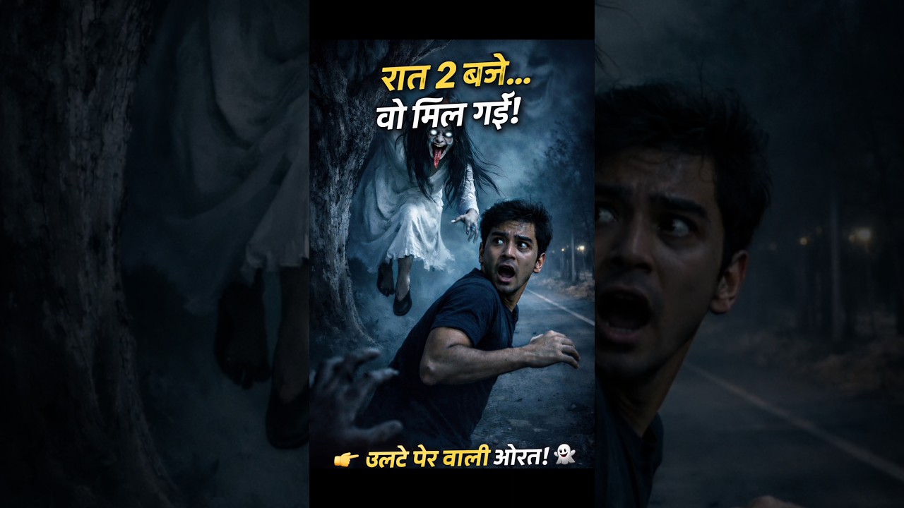 रात 2 बजे उल्टे पैर वाली औरत मिली 😱 | Real Horror Story in Hindi#shots #bhoot #horror रात 2 बजे उल्टे पैर वाली औरत मिली 😱 | Real Horror Story in Hindi#shots #bhoot #horror