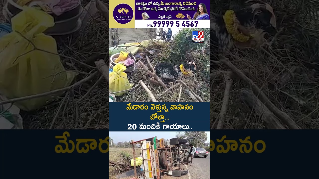 మేడారం వెళ్తున్న వాహనం బోల్తా… 20 మందికి గాయాలు.. – TV9 మేడారం వెళ్తున్న వాహనం బోల్తా… 20 మందికి గాయాలు.. – TV9