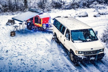 Cold Winter Camping in Ford Transit Camper Cold Winter Camping in Ford Transit Camper