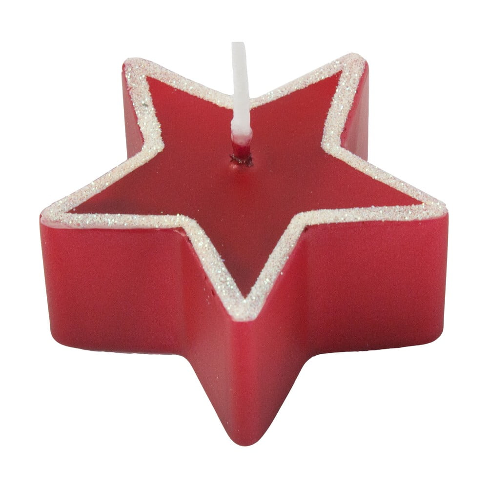 Sada 4 červených svíček Unipar Star, doba hoření 4 h Sada 4 červených svíček Unipar Star, doba hoření 4 h