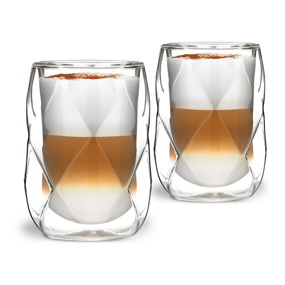 Sada 2 dvoustěnných sklenic na latté Vialli Design Geo, 250 ml Sada 2 dvoustěnných sklenic na latté Vialli Design Geo, 250 ml