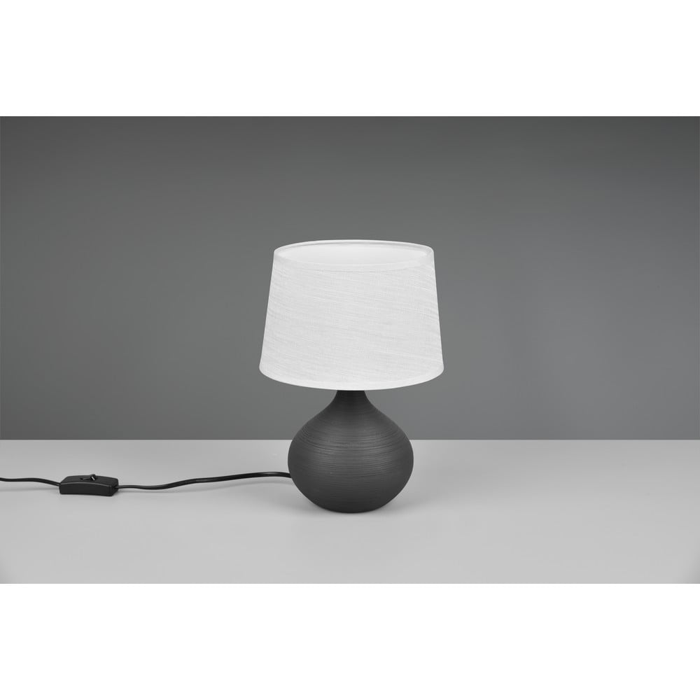 Tmavě hnědá stolní lampa z keramiky a tkaniny Trio Martin, výška 29 cm - Obrázek 2