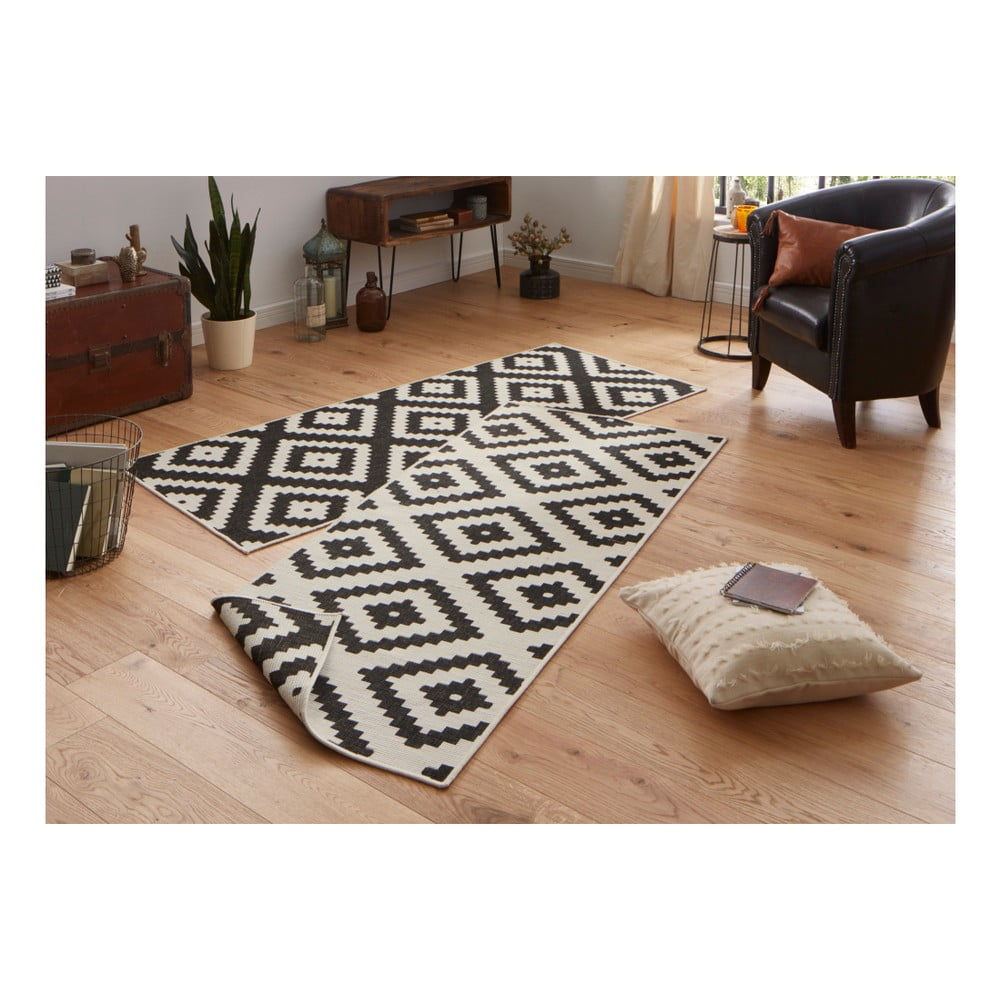 Černo-krémový venkovní koberec NORTHRUGS Malta, 80 x 250 cm - Obrázek 2