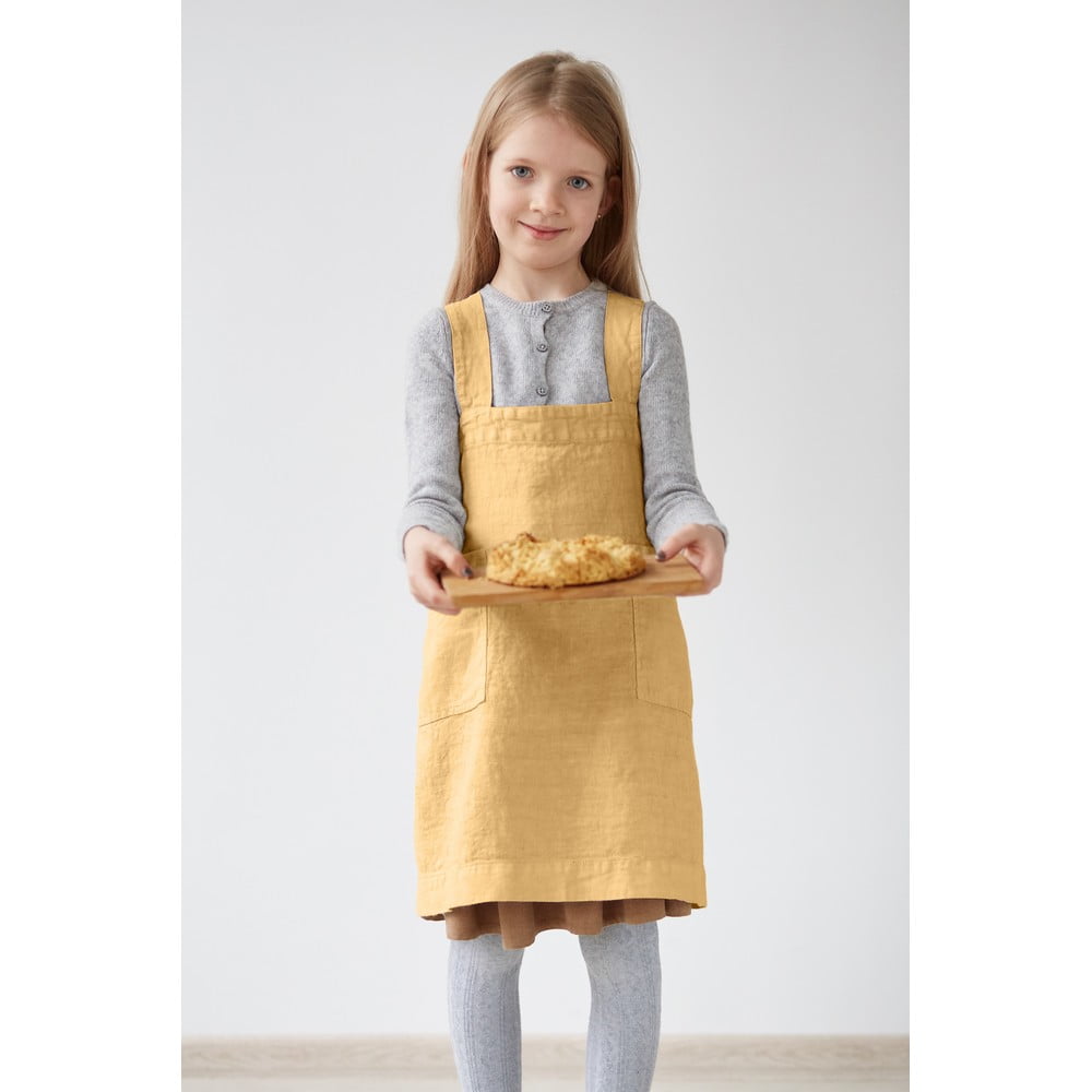 Dětská žlutá lněná zástěra Linen Tales Pinafore, 72 x 45 cm Dětská žlutá lněná zástěra Linen Tales Pinafore, 72 x 45 cm