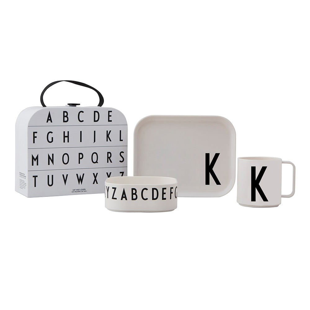 3dílný dětský jídelní set s kufříkem Design Letters Classics K 3dílný dětský jídelní set s kufříkem Design Letters Classics K