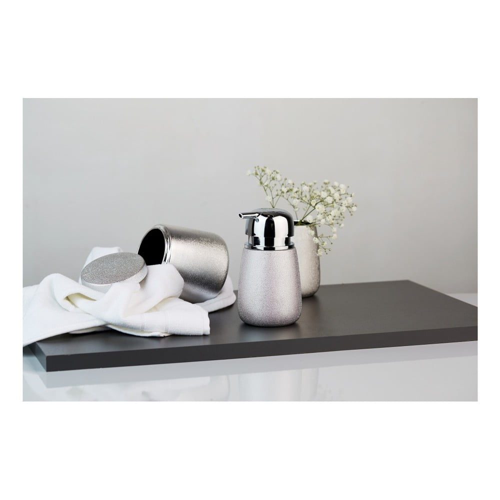 Keramický kelímek na zubní kartáčky ve stříbrné barvě Wenko Glimma - Obrázek 2