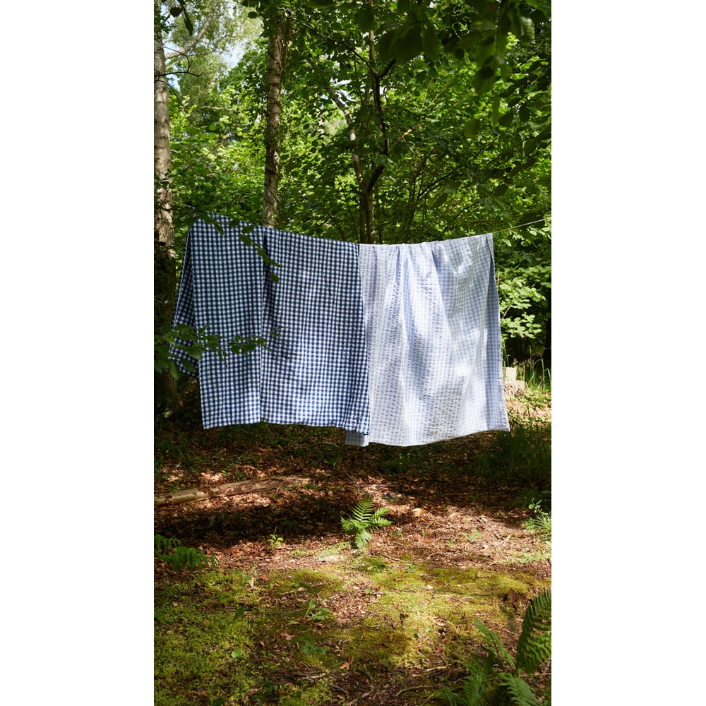 Bílo-tmavě modré krepové povlečení na jednolůžko 140x200 cm Bæk&Bølge – JUNA - Obrázek 2