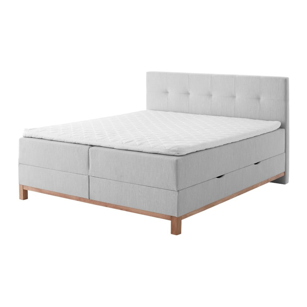 Světle šedá boxspring postel s úložným prostorem 180×200 cm Catania – Meise Möbel Světle šedá boxspring postel s úložným prostorem 180×200 cm Catania – Meise Möbel