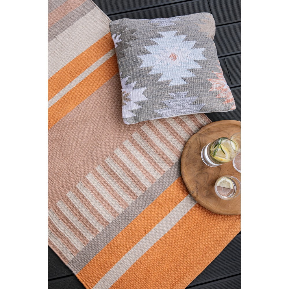 Béžovo-oranžový oboustranný venkovní koberec z recyklovaného plastu Green Decore Bella, 80 x 180 cm - Obrázek 2