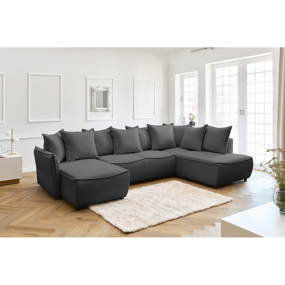 Tmavě šedá rozkládací rohová pohovka (pravý roh) Leon – Bobochic Paris - Obrázek 2