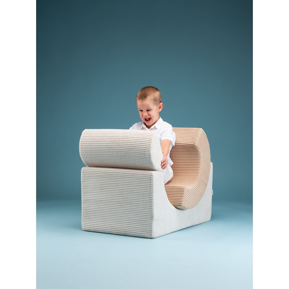 Krémové manšestrové pěnové hřiště 75x49x37 cm Rainbow Montessori – Wigiwama - Obrázek 2