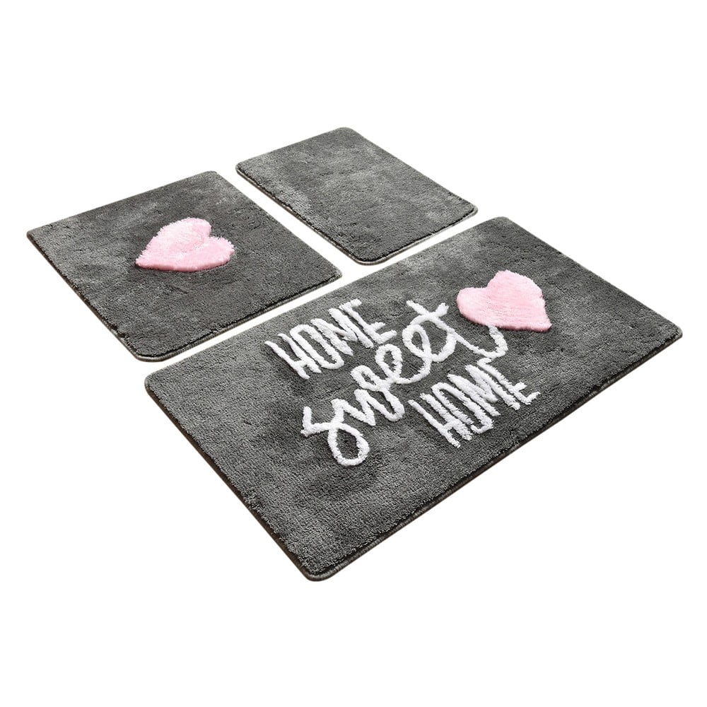 Sada 3 šedých obdélníkových koupelnových předložek Foutastic Home Sada 3 šedých obdélníkových koupelnových předložek Foutastic Home