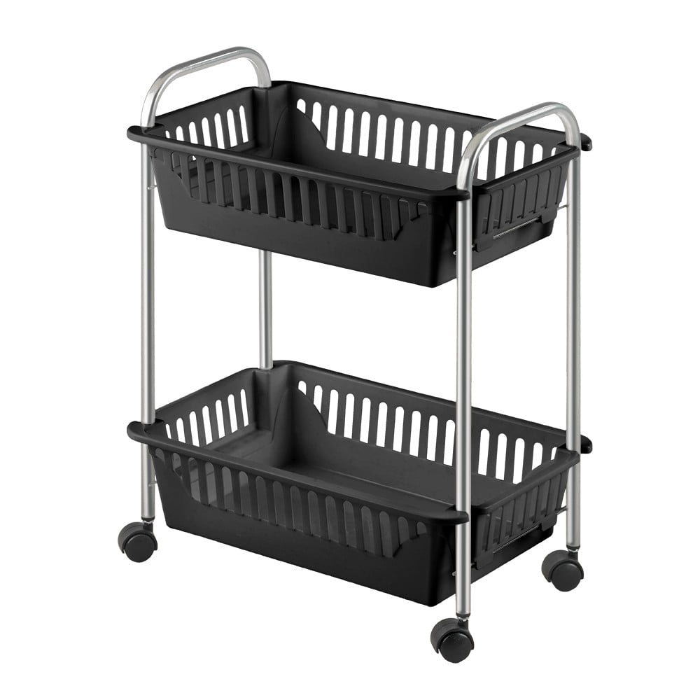 Černý pojízdný regál 41x52x26 cm Oslo – Metaltex Černý pojízdný regál 41x52x26 cm Oslo – Metaltex