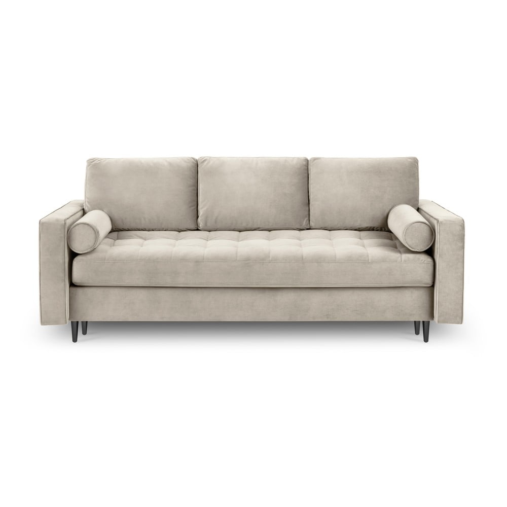 Béžová sametová rozkládací pohovka Milo Casa Santo Béžová sametová rozkládací pohovka Milo Casa Santo