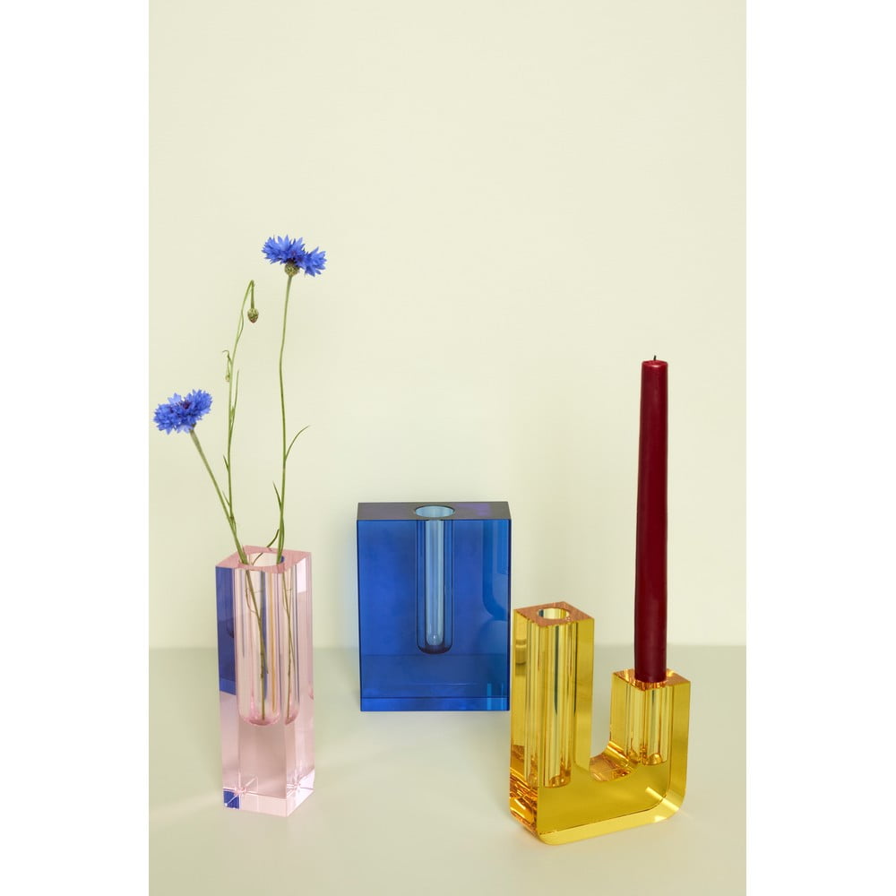 Růžová skleněná váza Hübsch Crystal, výška 18 cm - Obrázek 2