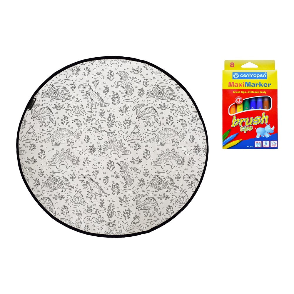 Vybarvovací dětský koberec Butter Kings Dinosaurs World, ø 130 cm Vybarvovací dětský koberec Butter Kings Dinosaurs World, ø 130 cm